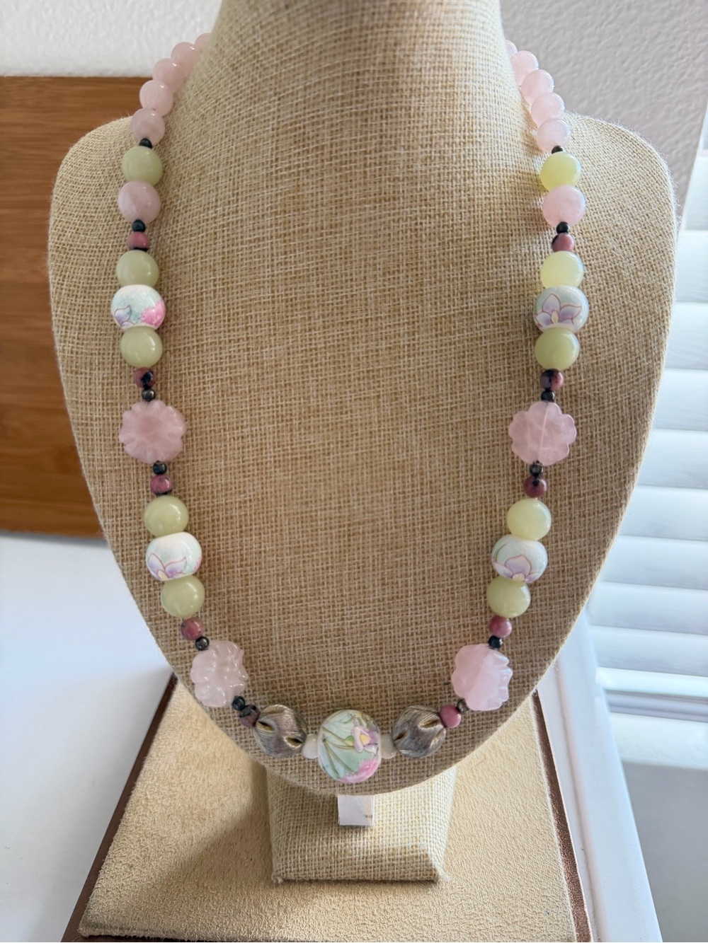 Hand knotted Pastel Multi Gemstone Bead Necklace 22”